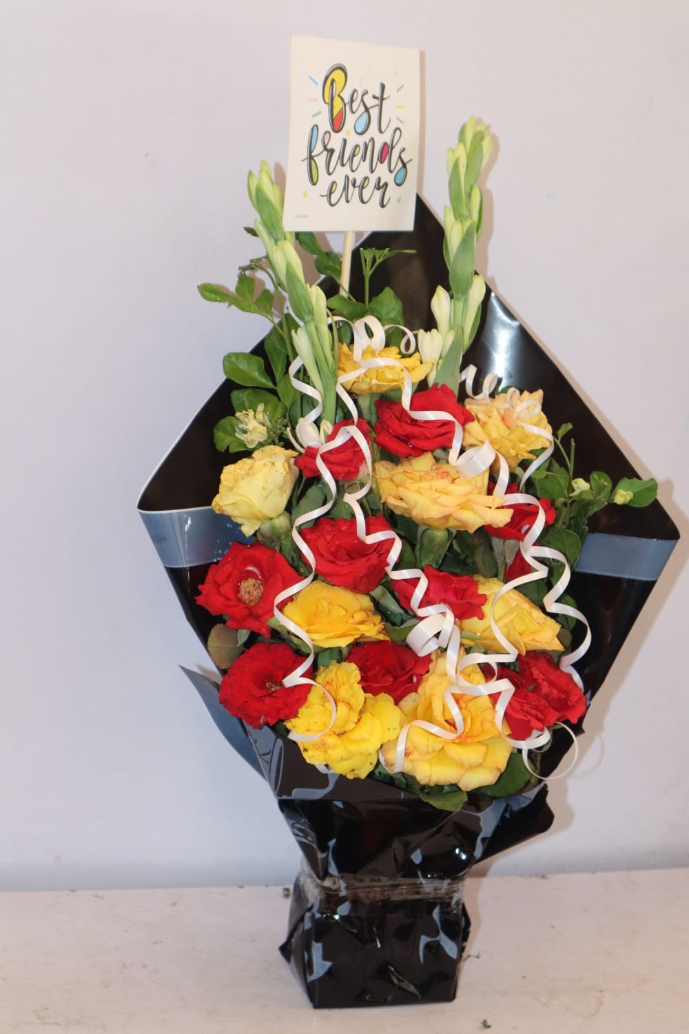 Small China Red & Yellow Rose Bouquet (Best Friend Ever)