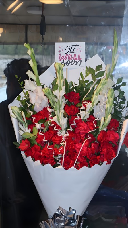 Red & White Glad Bouquet (Get Well Soon)