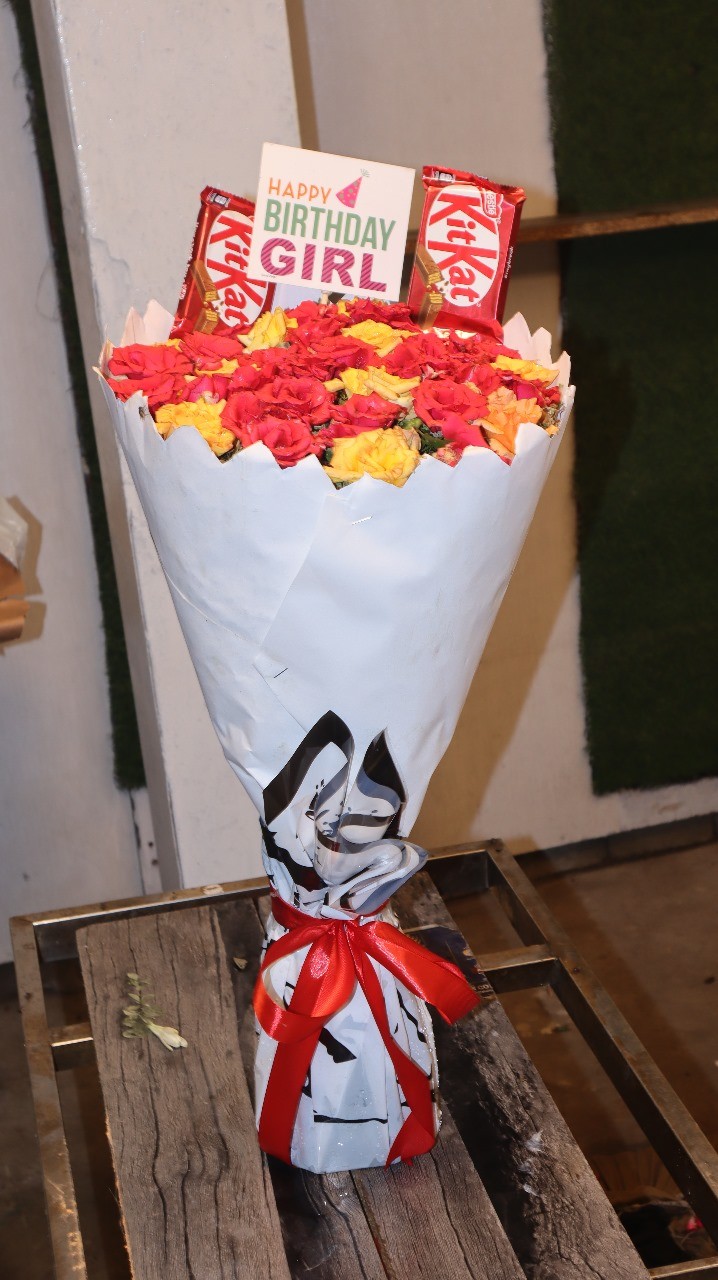 Red & yellow Rose  Bouquet with Chocolate (Happy Birthday Girl)